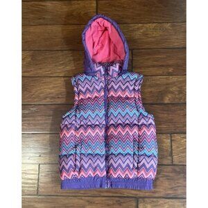 Girls VERTICAL 9 Pink Purple Chevron Winter Puffer Vest Jacket With Hood Size 16